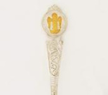 Серебряная ложечка с позолотой "Ангел Хранитель"