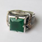 Перстень серебряный с зелёным агатом КСЗ 130