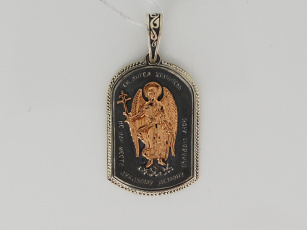 Нательная икона "Ангел Хранитель" с золотом и чернением