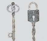 Свадебный набор серебряных ложек "Ключик - Замочек" в футляре