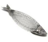 Блюдо для рыбы хрустальное с серебром "Сельдь"