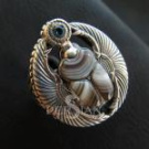 Перстень серебряный "Скарабей" с агатом и свисс топазом КС 001.7