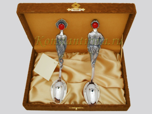 Свадебный набор ложек серебряных "Иван да Марья" в футляре