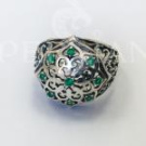 Кольцо серебряное "Арабская ночь" с зелёным агатом